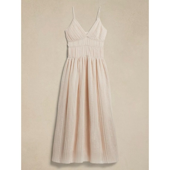 Banana Republic Jacqui Pleated Butter Pastel Cream Yellow Long Maxi Dress - Picture 5 of 5